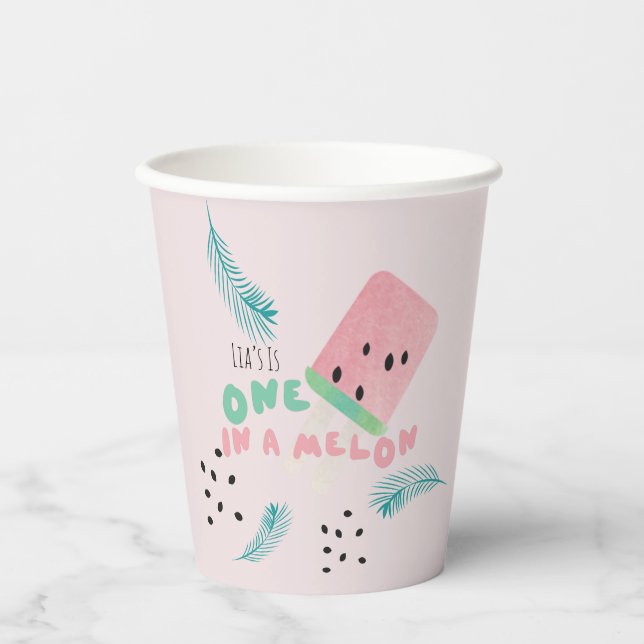 Watermelon Birthday Girl / One in a Melon Paper C Pappbecher (Vorderseite)