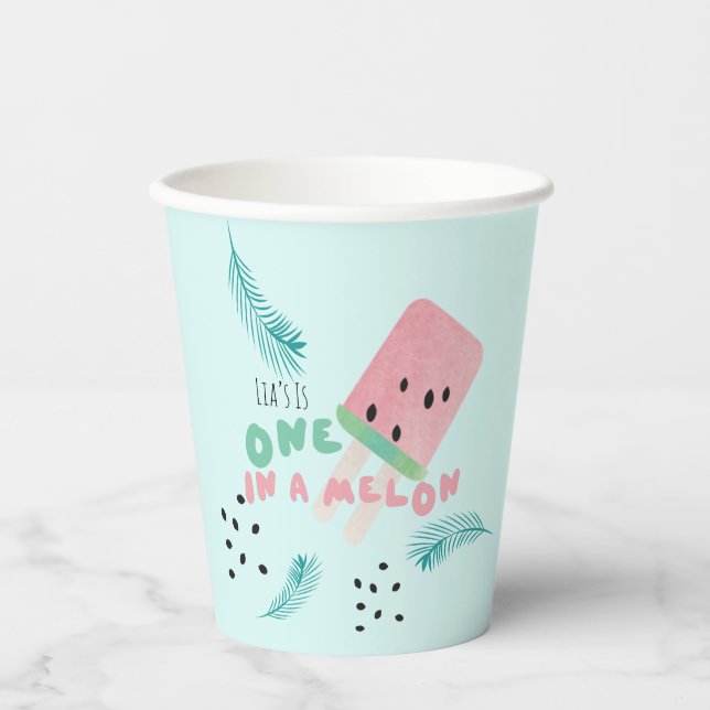Watermelon Birthday Girl / One in a Melon Pappbecher (Vorderseite)