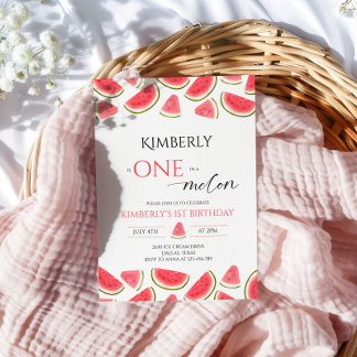 Watermelon Birthday, One in Melon Birthday Party Einladung
