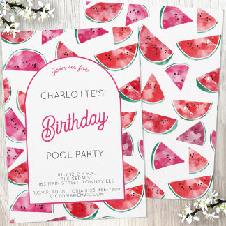 Watermelon Birthday Pool Party Einladung