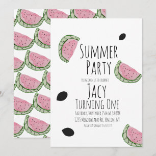 Watermelon Birthday Watercolor Sommersaat Einladung