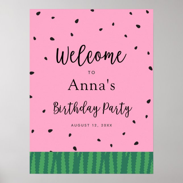 Watermelon Birthday Welcome Poster (Vorne)