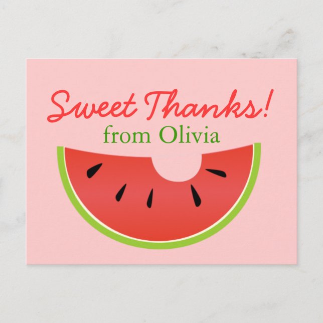 Watermelon Bite Sweet Danke Postcard Postkarte (Vorderseite)