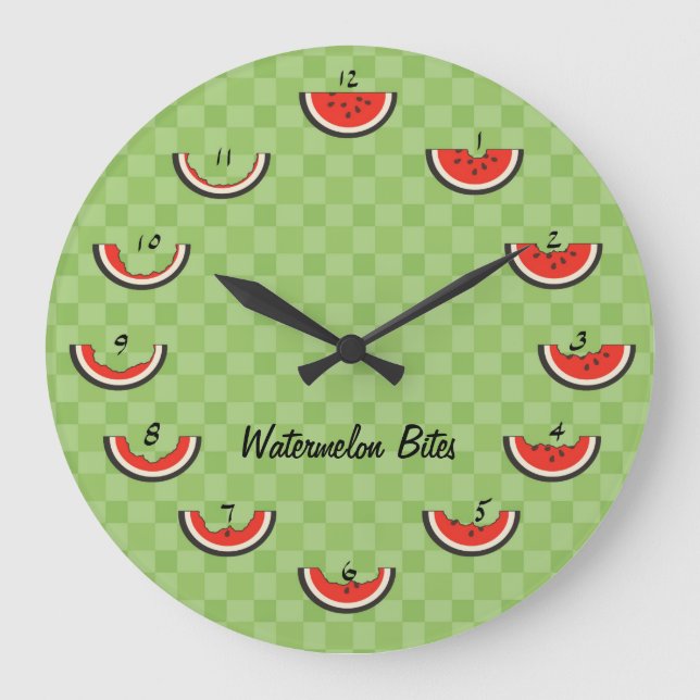 Watermelon Bites Clock Große Wanduhr (Vorderseite)