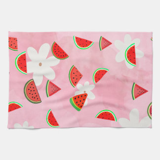 "Watermelon Bloom - Fun Summer Floral Pattern" Geschirrtuch