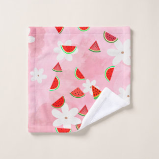 "Watermelon Bloom - Fun Summer Floral Pattern" Waschlappen