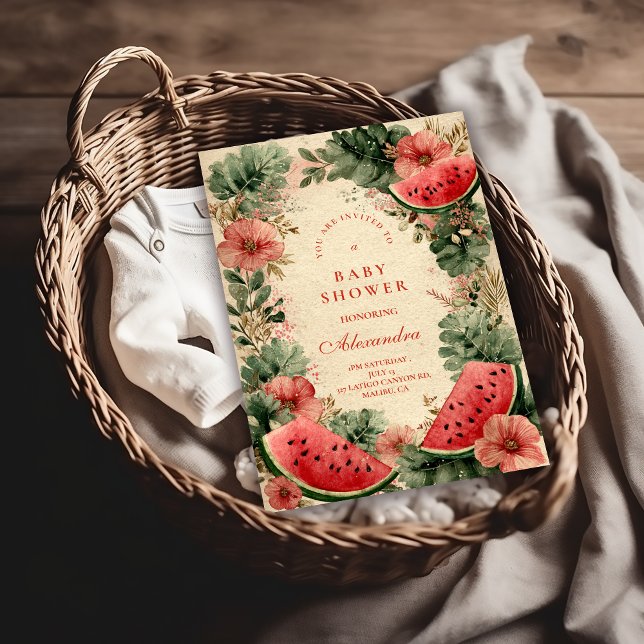 Watermelon Botanical Garden Baby Shower Einladung (Von Creator hochgeladen)