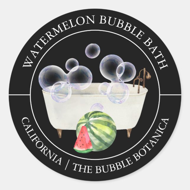 Watermelon Bubble Bath-Label Runder Aufkleber (Vorderseite)