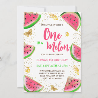 Watermelon Butterflies Girl 1. Geburtstag Einladung