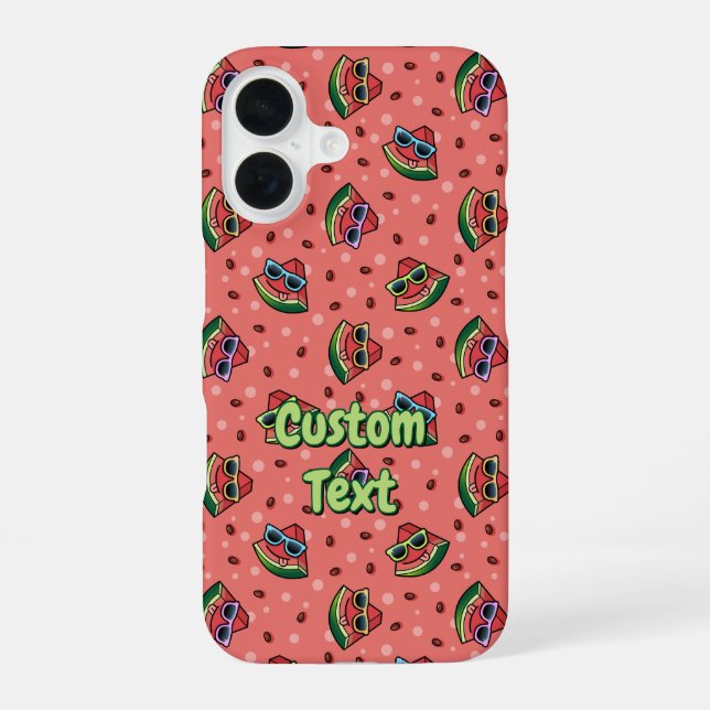 Watermelon Cartoon Pattern iPhone 16 Hülle (Rückseite)