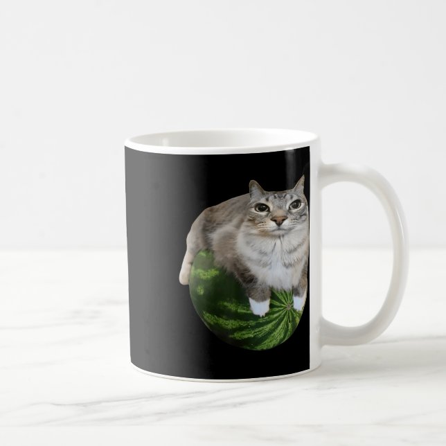 Watermelon Cat Albern Cat Meme Kaffeetasse (Rechts)