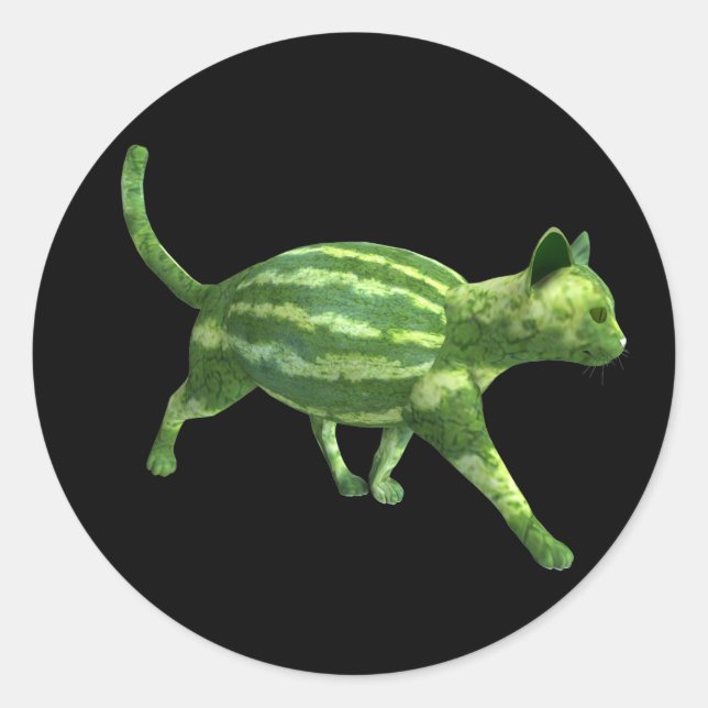 Watermelon Cat Runder Aufkleber (Vorderseite)