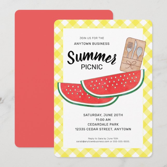 Watermelon Company Summer Picnic Einladung (Vorne/Hinten)