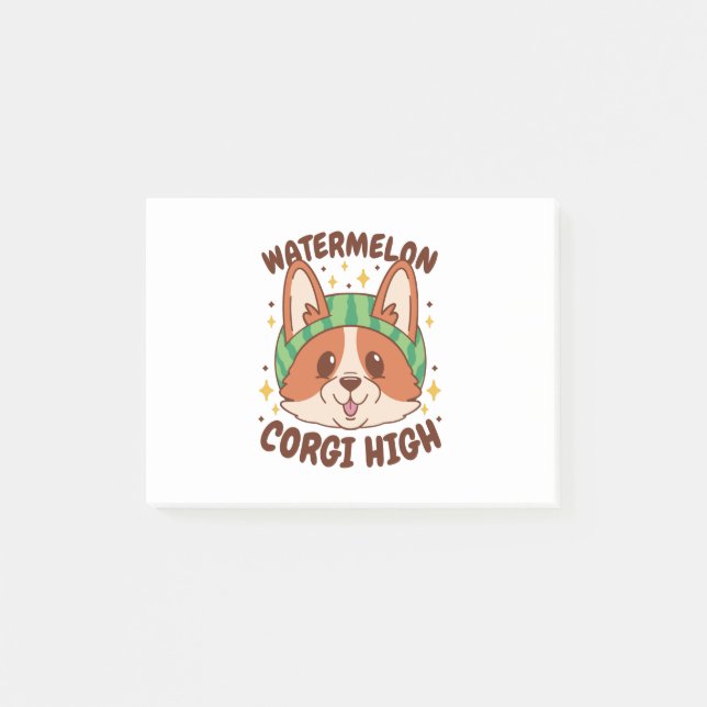 WATERMELON CORGI HIGH, CORGI TRAING WATERMELON POST-IT KLEBEZETTEL (Vorderseite)