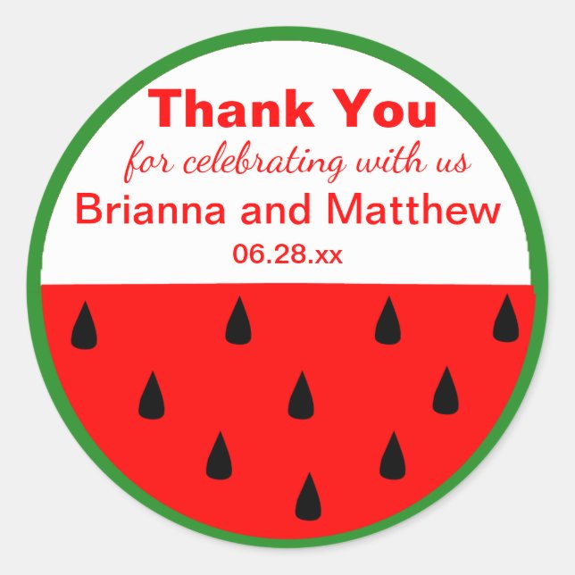 Watermelon Custom Summer Wedding Danke Sticker (Vorderseite)