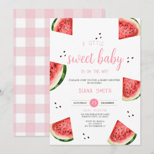 Watermelon Eine kleine süße Pink Gingham Baby Dusc Einladung