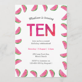 Watermelon Einladung zum 10. Geburtstag