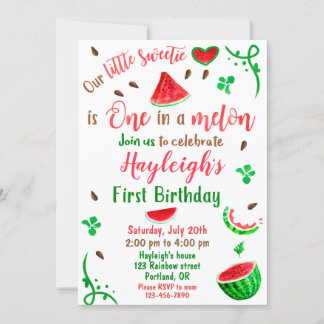 Watermelon Einladung zum Geburtstag Girl zum erste