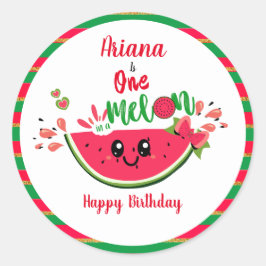 Watermelon Eins in einem Melon Girl's First Birthd Runder Aufkleber