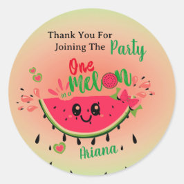 Watermelon Eins in einem Melon Girl's First Birthd Runder Aufkleber