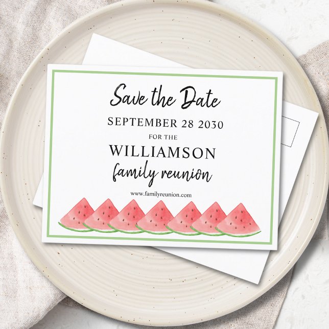 Watermelon Family Wiedersehen Save the Date Ankündigungspostkarte (Von Creator hochgeladen)