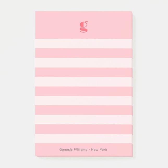 Watermelon Farbige Monogramm Name Groovy Streifen  Post-it Klebezettel (Vorderseite)