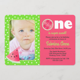Watermelon First Birthday One ist süßes Foto Einladung