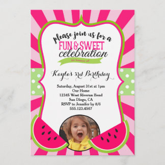 Watermelon Foto Geburtstagsparty Einladung