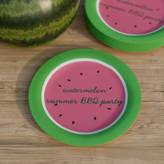 Watermelon Fruchtpink und Party der Grünen Sommer- Pappteller (🍉Watermelon is THE fruit of summer and perfect party food. Just at the details of yours🍉)