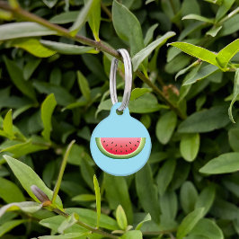 Watermelon Fruit Slice On Blue mit Hundinfo Tiernamensmarke