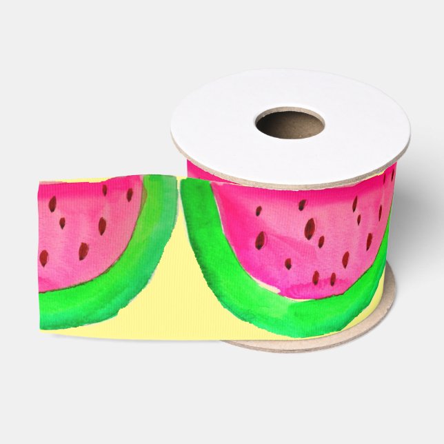 Watermelon fruit slice pattern watercolour pop art ripsband (Spule)