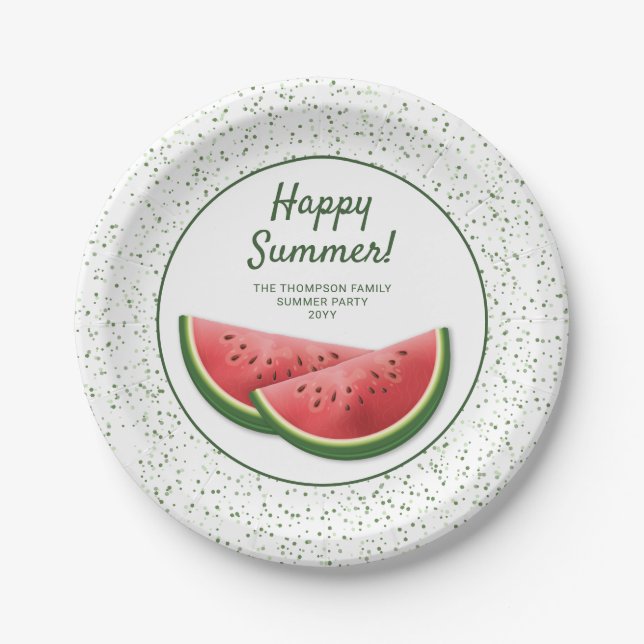 Watermelon Fruit Slices Family Summer Party Pappteller (Vorderseite)