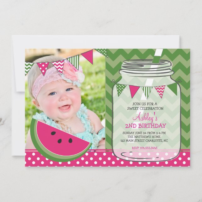 Watermelon Geburtstagsparty Einladung (Vorderseite)