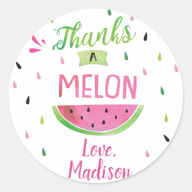 Watermelon Geburtstagsparty Stickers , Liebesmarke (Vorderseite)