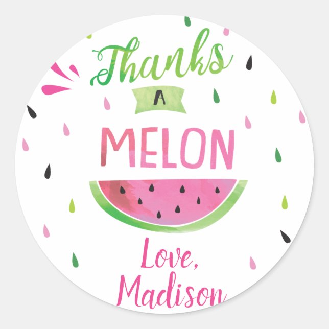 Watermelon Geburtstagsparty Stickers , Liebesmarke (Vorderseite)