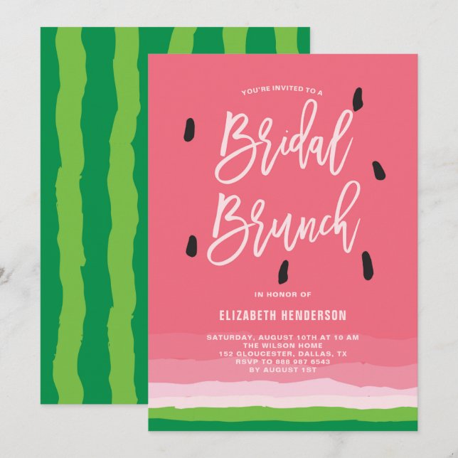 Watermelon Gradient Modern Bridal Brunch Einladung (Vorne/Hinten)