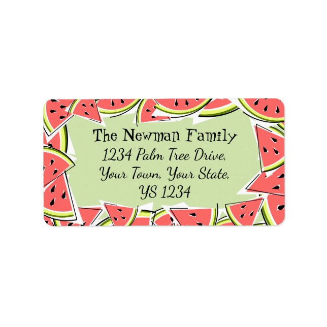 Watermelon Green Frame Adressaufkleber (Vorne)