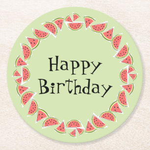 Watermelon Green Pieces Circle Geburtstag Runder Pappuntersetzer