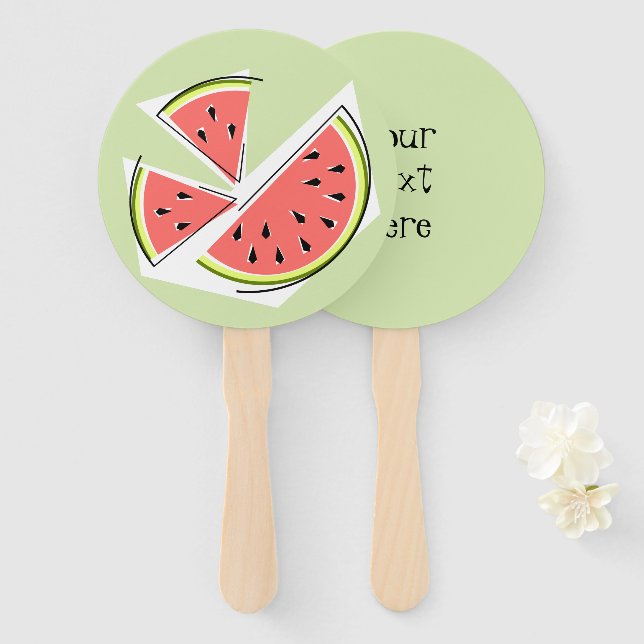 Watermelon Green Pieces Text Fächer (Vorne und Hinten)