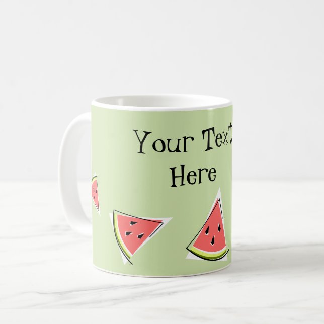 Watermelon Green Pieces Text Kaffeetasse (Vorderseite Links)