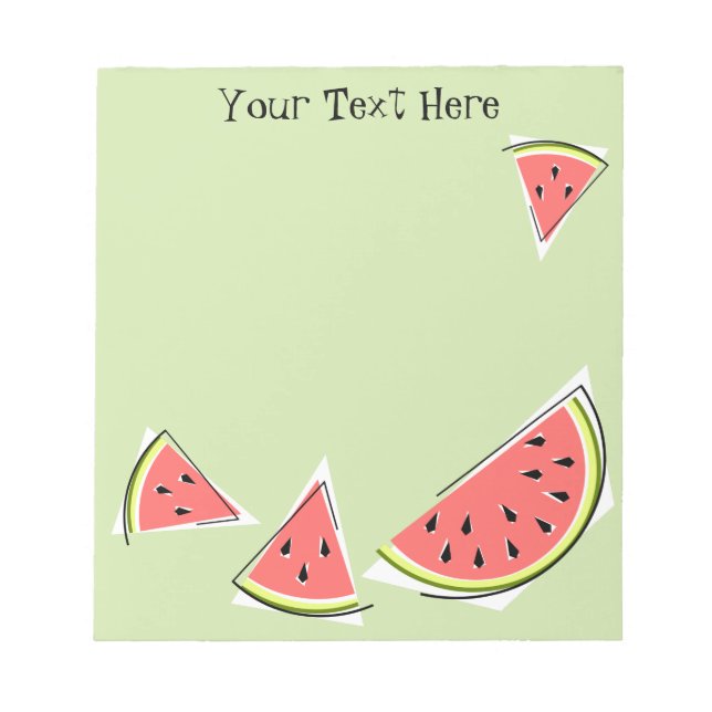 Watermelon Green Pieces Text Notizblock (Vorderseite)