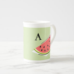 Watermelon Green Slice 2 Monogramm Prozellantasse