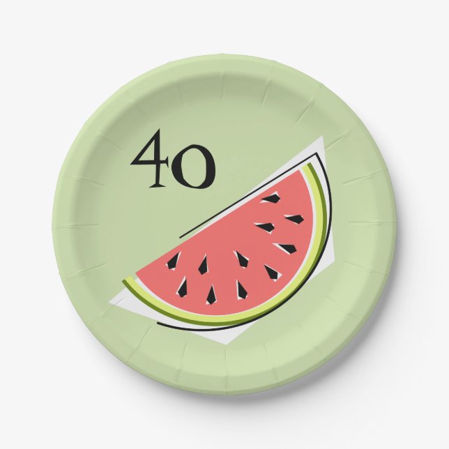 Watermelon Green Slice 40 Age Paper Teller (Vorderseite)