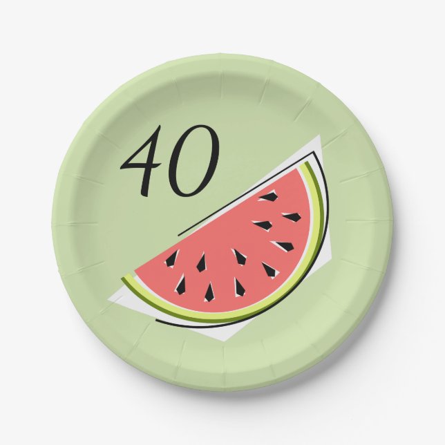 Watermelon Green Slice 40 Age Paper Teller (Vorderseite)