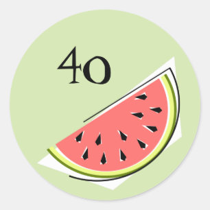 Watermelon Green Slice Age 40 autocollant rond
