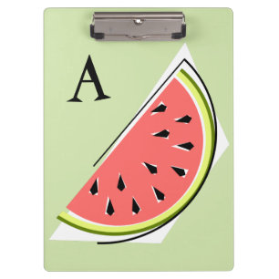 Watermelon Green Slice Monogram Klemmbrett