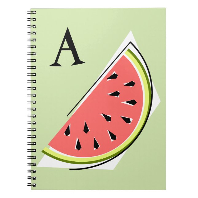 Watermelon Green Slice Monogram Notizblock (Vorderseite)