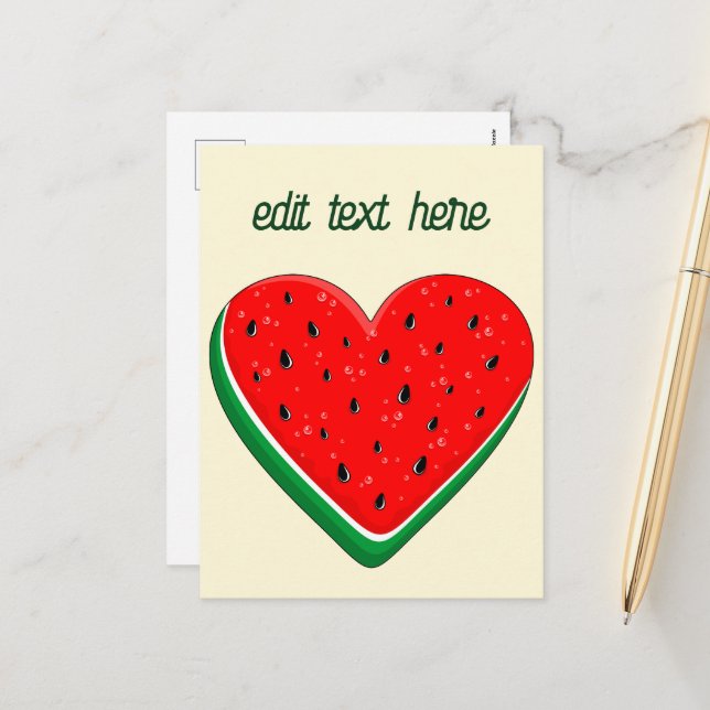 Watermelon Herzlich Willkommen am Valentinstag Feiertagspostkarte (Vorderseite/Rückseite Beispiel)