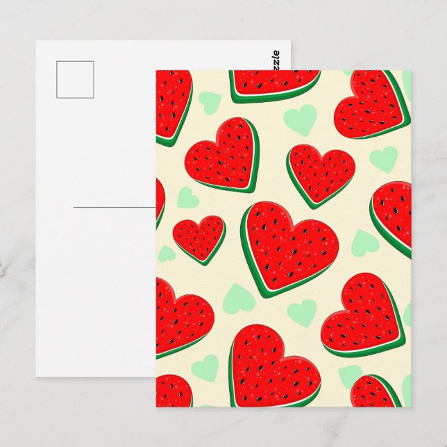 Watermelon Herzlich Willkommen am Valentinstag Postkarte (Vorne/Hinten)