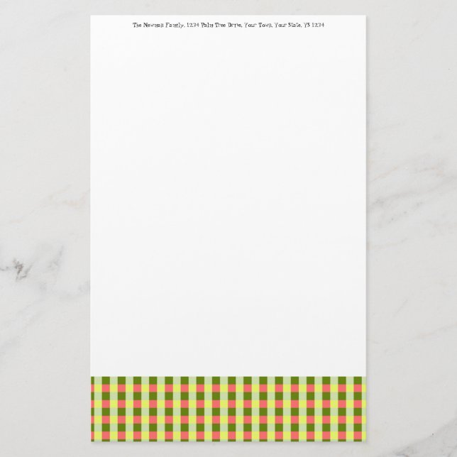 Watermelon-Karo Textsortierung Briefpapier (Vorderseite)